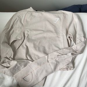 Cream/Beige Gymshark Seamless Long Sleeve Crop Top